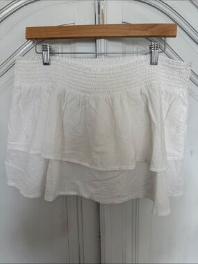 Wild Fable White Cotton Mini Skirt | Boho Coastal Summer | Flowy Elastic Size XL